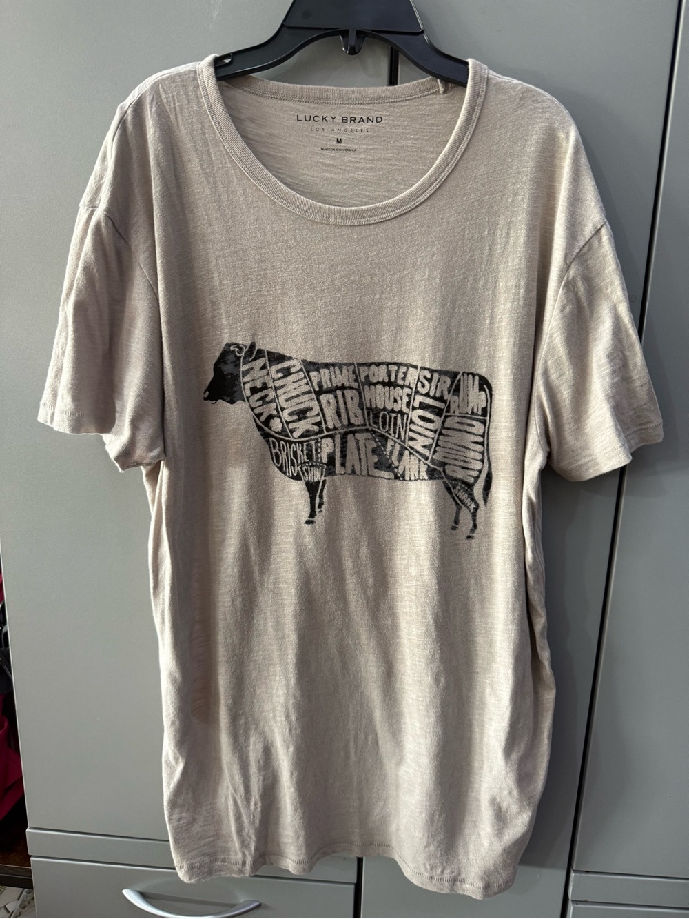 Lucky Brand Tan Crewneck Tee with Subtle Texture